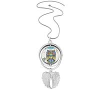 Decorative Love Owl Art Deco Fashion Pendant Angel Wings Rotating Necklace Jewelry