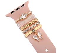 Decorative Love Rings Loops Compatible with Apple Watch Silicone leather Bands Charms 45mm 44mm 42mm 41mm 40mm 38mm 7 6 5 4 3 2 1 Diamond Sparkle Ornament metal resin Charms Slide Accessories for