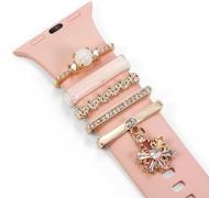 Decorative Love Rings Loops Compatible with Apple Watch Silicone leather Bands Charms 45mm 44mm 42mm 41mm 40mm 38mm 7 6 5 4 3 2 1 Diamond Sparkle Ornament metal resin Charms Slide Accessories for