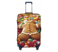 Decorative Luggage Cover with Hidden Zipper, Anti-Scratch Dustproof Gingerbread Man Design, white, XL