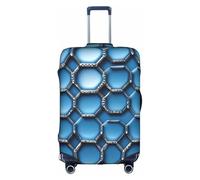 Decorative Luggage Cover with Hidden Zipper, Scratch-Proof Dust-Proof Hexagon Blue Diamond Design, white, L