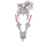 Decorative Mala Mukut Set for God Goddess Ganesh /Laddu Gopal / Devi Maa / Radha Krishna Haar Sringar set Deities jewellary Set for Indian Traditional Janmashtami Festival(Size:- 0 No.,1.5")(Silver)