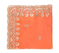 Decorative Mat Aasan Artificial Silk Pooja Cloth for Multipurpose Indian Traditional Cultural Pooja Navratri Festival Decoration Item & Pooja Article Laxmi Home Decor(Size:19 Inch X 19 Inch)(Orange)