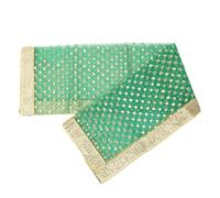 Decorative Mat Aasan Chunari Backdrop Artificial Silk Cloth Chunni Puja Indian Traditional Navratri Festival Decoration MATA Ki Chunri for Statue Chowki Aasan Mat(Size:36 Inch x 36 Inch)(Green)