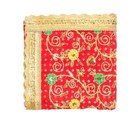 Decorative Mat Aasan Chunari Backdrop Artificial Silk Pooja Cloth Chunari(Size:- 38 Inches x 36 Inches) Chunni Puja Indian Traditional Festival MATA Ki Chunri for Statue Chowki Aasan Mat(Red)