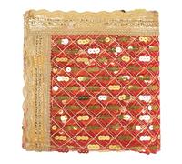 Decorative Mat Aasan Chunari Backdrop Pooja Cloth Chunni Indian Traditional New year Festival Decoration MATA Ki Chunri for Statue Chowki Aasan Mat Home Decor(Size:38 Inche x 38 Inche)(Red)