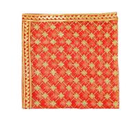 Decorative Mat Aasan Chunari Large Backdrop Netted Pooja Cloth Chunari Chunni Puja Indian Traditional Festival Decoration MATA Ki Chunri for Statue Chowki Aasan Mat(Size:- 44 Inches x 44 Inches)(Red)