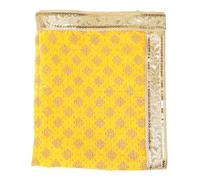 Decorative Mat Aasan Chunari Large Backdrop Pooja Cloth (Size:- 40 Inches x 40 Inches) Chunni Puja Traditional New year Decorations Festival Pooja MATA Ki Chunri for Statue Aasan Mat(Yellow)