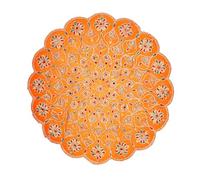 Decorative Mat Aasan Round Velvet Pooja Cloth with Sequence Work for Indian Traditional Cultural Multipurpose Navratri Pooja Festival Decorations Item Article Home Decor(Size:- 17 Inches)(Orange)