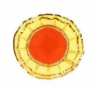 Decorative Mat Aasan Silk Netted Pooja Thali Cover Puja Cloth Cloth (Size:-24 Inches X 24 Inches,) for Indian Traditional Multipurpose Pooja Navratri Decorations Item & Article Laxmi (Orange,Yellow)
