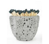 Decorative Matchstick Holder, Concrete Match Holder with Striker-Beautiful Petal Shape in Jar-for Cute/Fancy/Long Candle Matches,Refresh Any Modern Home Decor with Premium Floral Jar-No(Rock Gray)