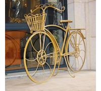 Decorative Metal Bicycle Garden Flower Stand, White Planter for Wedding and Home Decor