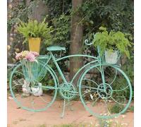 Decorative Metal Bicycle Garden Flower Stand, White Planter for Wedding and Home Decor