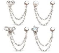 Decorative Metal Garment Clips with Double Chains, 4 Pcs | Leads with decorative metal garment clips and highlights the double-chain feature.