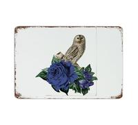 Decorative Metal Sign Halloween Owl Skeleton' Flower Floral Man Cave Decor Metal Plaque for Laundry House Porch Abstract Rose Horror Art Poster Gift for Fence 8x12 Inch