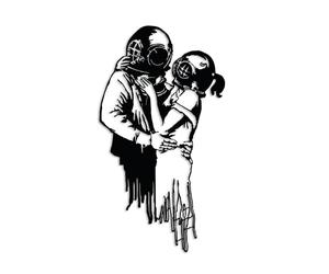 Decorative Metal Wall Accessory by Banksy, 47 x 85 cm, 100% Metal (1.5 mm), Black, Stylish Art Piece for Modern Home Decor & Gallery Walls