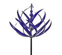 Decorative Metal Wind Spinner Garden Art Sculpture with Reflective Finish Rotates in Breeze 20x90cm for Outdoor Patio Courtyard Home Decor(Purple)