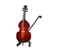 Decorative Miniature Cello with Wood Finish and Bows Charm Instrument Model Intricately Figurine Collectors Wood Copy
