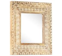 Decorative Mirror Hand-Carved 50 x 50 x 2.6 cm Brown Solid Mango Wood