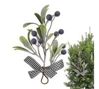 Decorative Mistletoe Ornament for Christmas - Artificial Mistletoe with Bow for Winter Decoration - Christmas Decoration for Crowns, Garlands, Knobs, Porch, Yard and Entrance