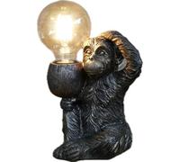 Decorative Monkey Light, Black Resin Ornament, Battery-Operated Lamp