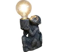 Decorative Monkey Portable Light | Black Resin Ornament, Battery-Operated Lamp