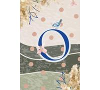 Decorative Monogram Blank Journal Notebook & Diary for Women with Initial O in Blue | Wavy Background with Pampas Grass, Birds & Butterflies Design | ... | Elegant Personalized Gift for Women & Girls