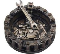 Decorative Motorcycle Chain Ashtray with Wrench and Bike Motif Great for a Biker Bar & Harley Mechanics Shop Smoking Room Decor As Unique for Men or Smokers, 52424