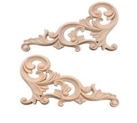 Decorative Mouldings 1PC Floral Wood Carved Corner Applique Wooden Carving Decal for Furniture Cabinet Door Frame Wall Home Decor Crafts Decal(4-)