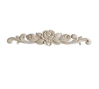 Decorative Mouldings 20-50cm Rose Floral Wood Carved Decal Corner Applique Decorate Frame Wall Doors Furniture Wooden Figurines Cabinet Decorative Decal(40x10cm)