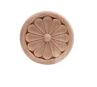 Decorative mouldings， Wood Carved Mouldings, Wooden Cabinet 2Pcs Carved Unpainted Retro Applique Decal Long Oval Rubber Wood Furniture Walls Home Decoration(5 * 5cm)