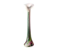 Decorative Mouth Blown Glass Pipe Vase, 40 cm Tall, Fluted Top, Red, Green, Pink, Multicoloured