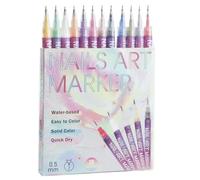 Decorative Nail Pens, 12 Colors Painting Tools, 7.87x9.84 Inches Pen Set with Colorful Design, Acrylic Fiber Nail Markers, Manicure Pens with Smooth Style, Nails Tool for Home and Salon