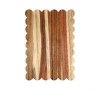 Decorative Natural Wood Serving Tray With Delicate Scalloped Flower Rim For Kitchen Use Suitable For Cutting Fruit Displaying Cheese Platters And Serving Bread In Round Or Square Shapes(Square)