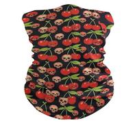 Decorative Neck Gaiter Cherries And Skeletons Hair Band Universal Face Shield For Skiing Workout Sports
