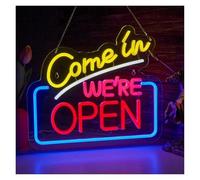 Decorative neon lights Business for neon Signs for usb Powered Adjustable Brightness Come In We're Open Letter for Lights