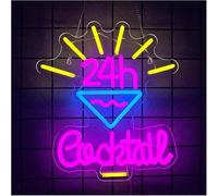 Decorative neon lights Neon Sign 24h Cocktail Light LED Variable Powered For Bar Nightclub Caves 31cmx35cm