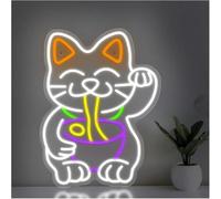 Decorative neon lights Neon Sign Lucky Cat Ramen for Home, Pub, Store, D30cm×40cm