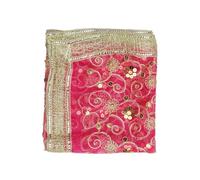 Decorative Netted Cloth Pooja Chunari Chunni Puja Indian Traditional Cultural Navratri Festival Decoration Chunr MATA Ki Chunri for Statue Chowki Aasan Mat Poster Frame(Size:-40 Inch x 20 Inch)(Pink)