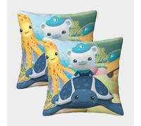Decorative Octonauts Throw Pillow Covers for Living Room Sofa Couch Bed - Animation Set of 2 Polyester Linen Cushion Covers - Washable, Wrinkle-Resistant, Fade-Resistant Home Décor Accents 45x45cm