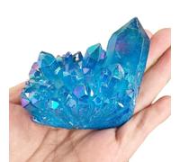 Decorative Ornaments Blue Aura Crystal Cluster Electroplated Quartz Stone (Size : 120-140g)