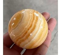Decorative Ornaments Yellow Calcite Orange Quartz Sphere Crystal Ball (Size : 80-100g)