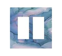 Decorative Outlet Covers Blue Green And Golden Marble Patterns 2 Gang Double Rocker Electrical Switch Plate Cover Decorate GFCI Wall Plate Light Switch Cover Plate for Bathroom living Room Decor