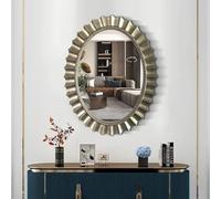 Decorative Oval Wall Mirror with Unique Rippled Edge, Perfect for Enhancing Bedroom, Living Room, and Hallway Aesthetics, Flexible Hanging Options