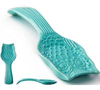 Decorative Owl Spoon Rest for Kitchen Countertop - Modern Farmhouse Spoon Holder for Stove in Lovely Aqua Blue, Made w/Chip-Free Ceramic - Dishwasher Safe Utensil Rest