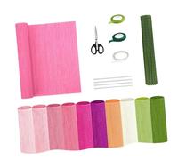 Decorative Paper Flower Set with Multicolor Crepe Paper Rolls, Floral Wire, Tape, Scissors and Adhesive Rods for Arrangements Flower Supplies Crepe Bouquet Making