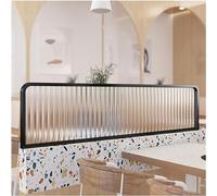 Decorative Partition Low Screen Striped Glass Semi-Privacy Fence Table Top Separator for Restaurants