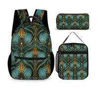 Decorative Pattern Backpack Set 3 Lunch Bag Pencil Case