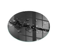 Decorative Pattern Glass Stove Floor Protector | Tempered Hearth Panel | Heat Resistant Fireplace Base Shield | Stylish Fire Surround - fi90cm (35.4 inch) - Abstract cloud of solids