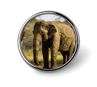 Decorative Patterned Elephant Button Pins 1" Round Badge Brooch